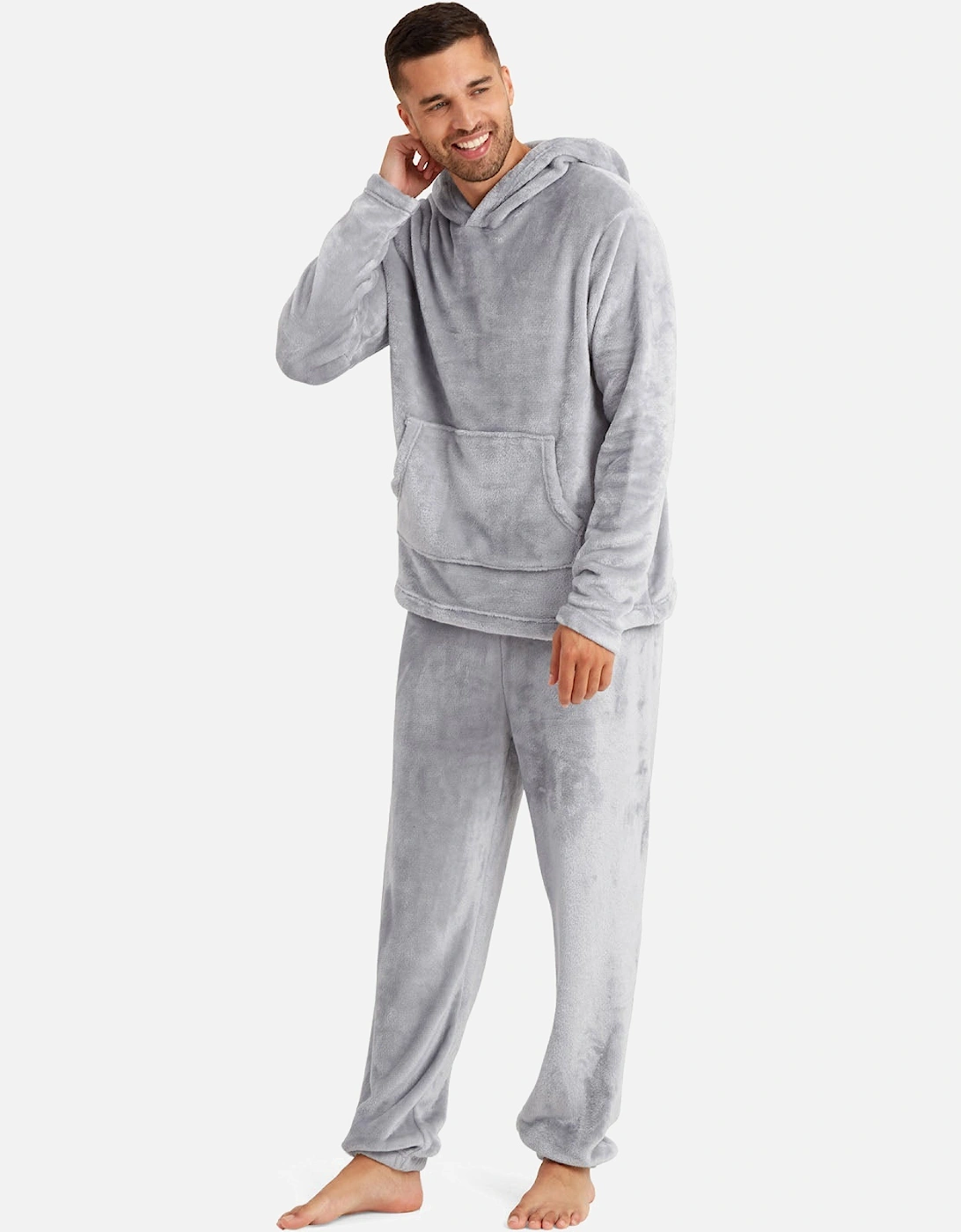 Mens Soft Fleece Hooded Loungewear Set, 2 of 1