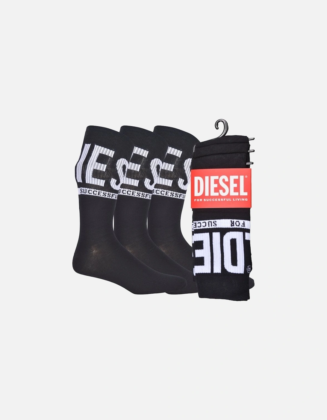 3-Pack Logo Sports Socks, Black