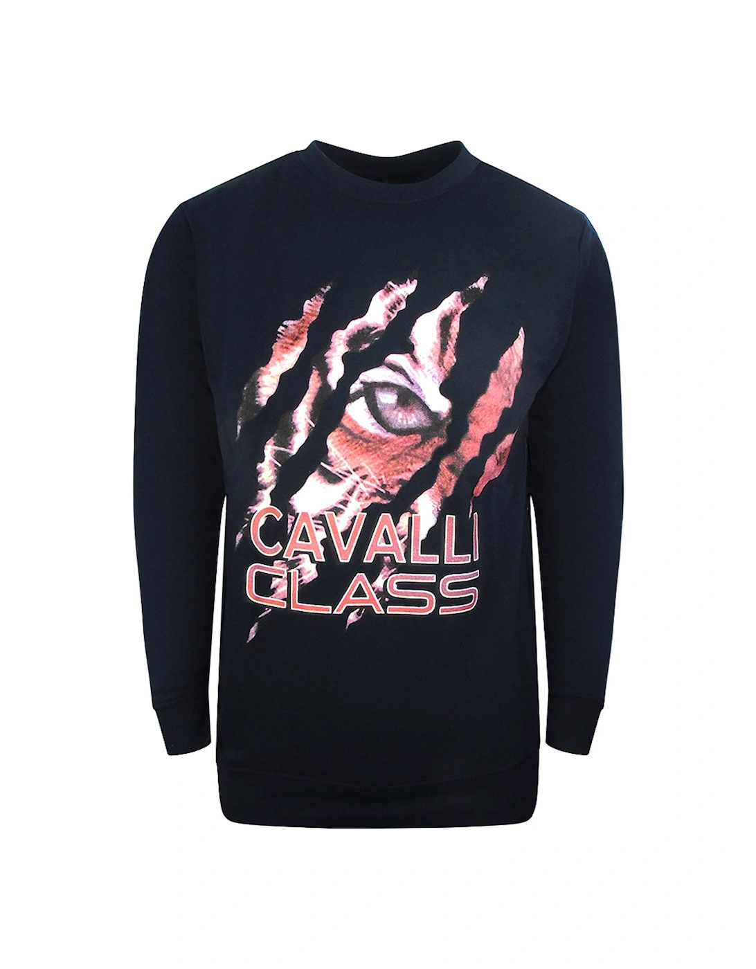 Cavalli Class Peeking Tiger Design Navy Blue Sweatshirt, 2 of 1
