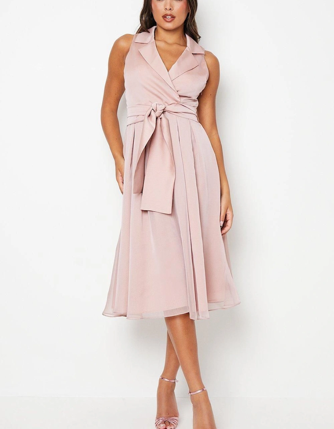 Wrap Front Dress In Chiffon With Collar, 2 of 1