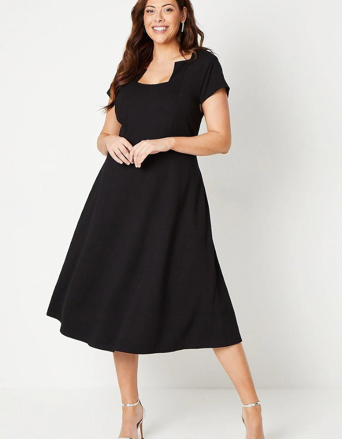 Plus Ponte Midi Dress With Square Neckline, 2 of 1