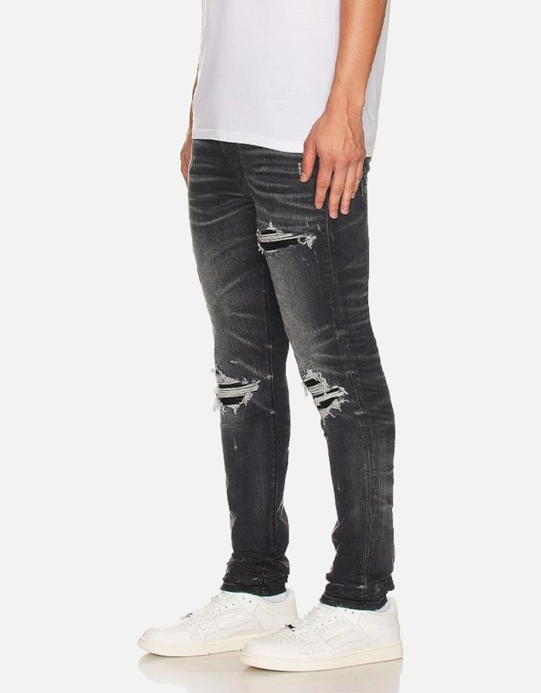 MX1 Leather Skinny Jeans in Storm Grey