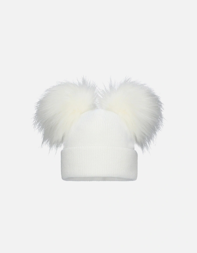 White Double Pom Hat