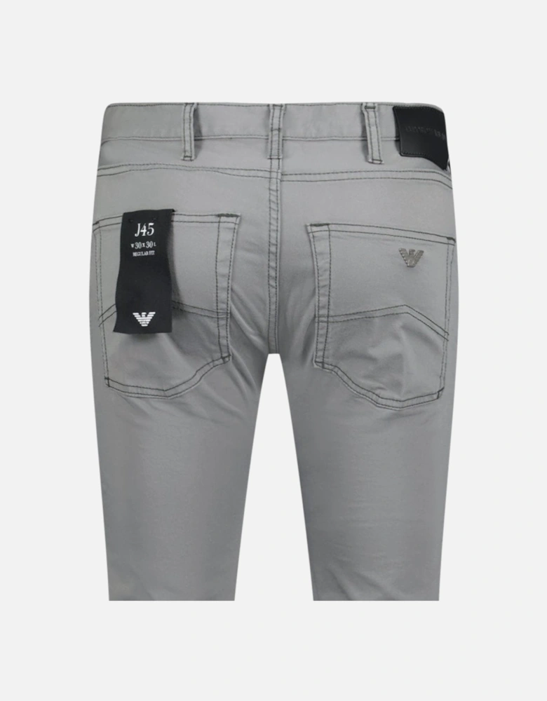 J45 Slim Fit 5 Pocket Silver Eagle Black Belt Patch Jeans Grey