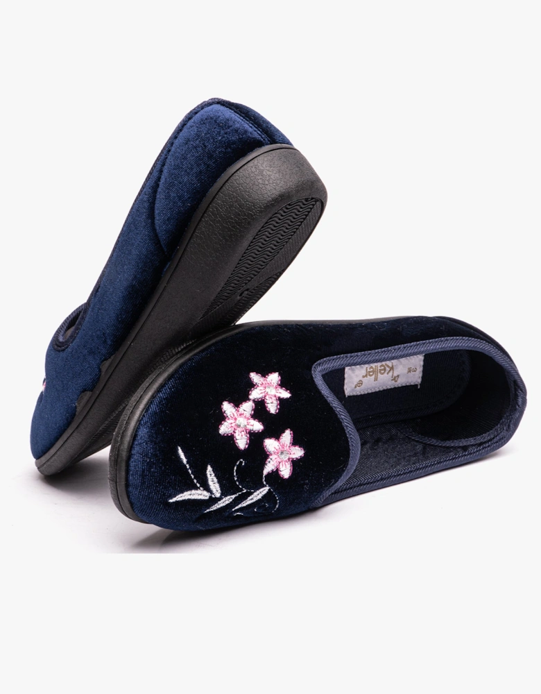 VERA Womens Ballerina Slippers Navy