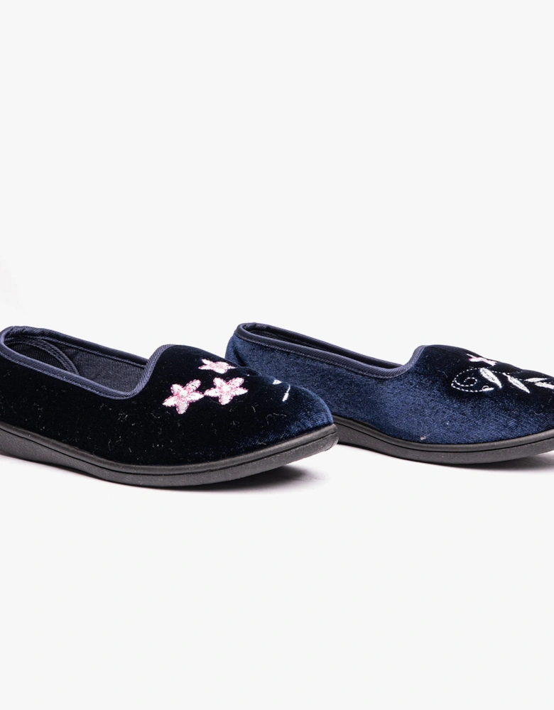 VERA Womens Ballerina Slippers Navy