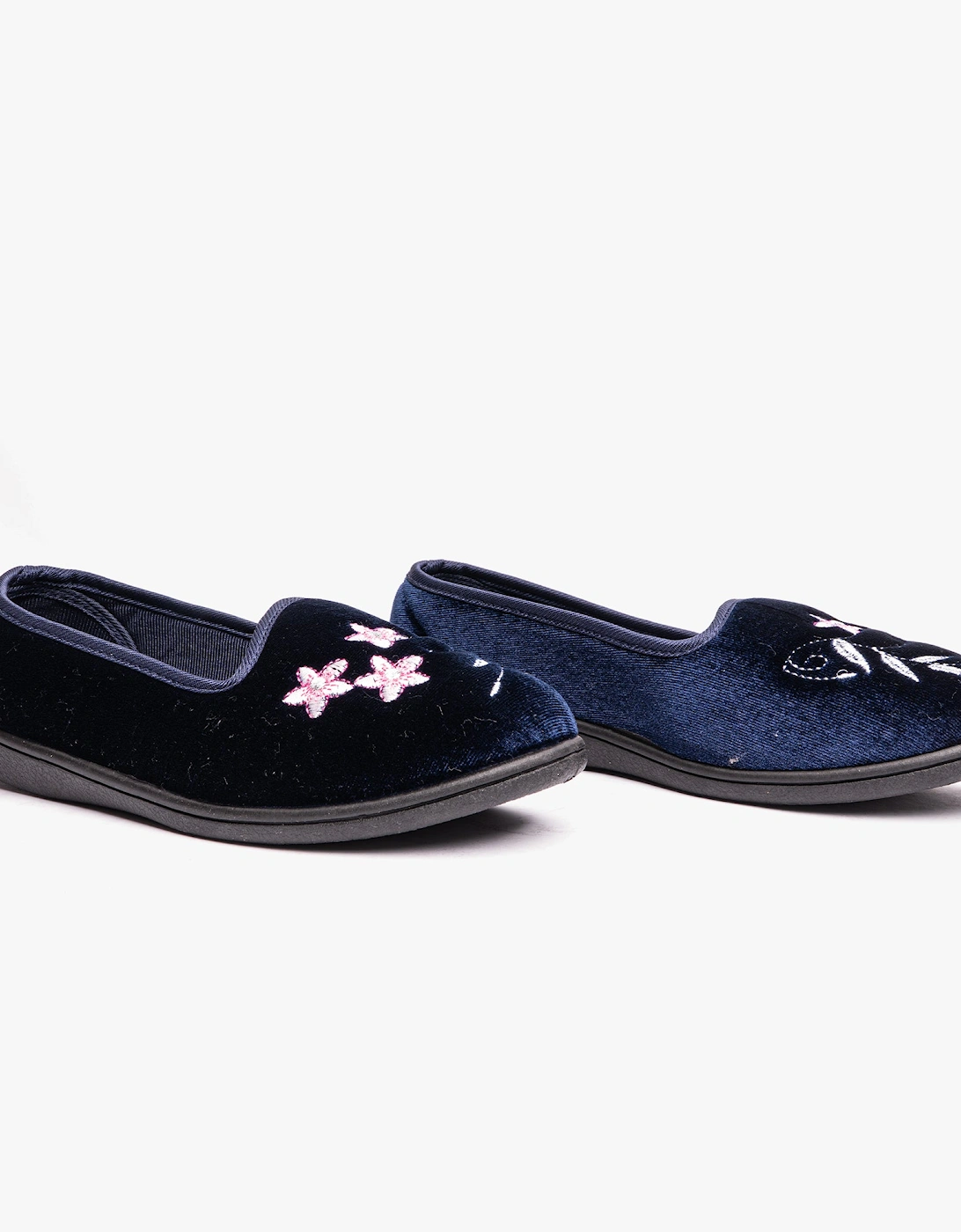 VERA Womens Ballerina Slippers Navy