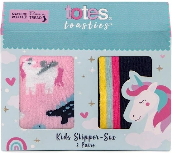 Toasties ORIGINAL-SOX (TWIN PACK) Kids Slipper Socks Unicorn