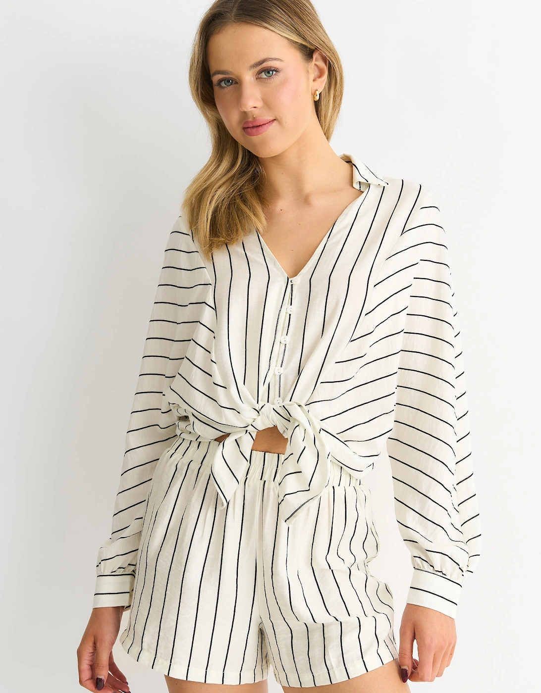 Cream Long Sleeve Batwing Stripe Shirt, 5 of 4