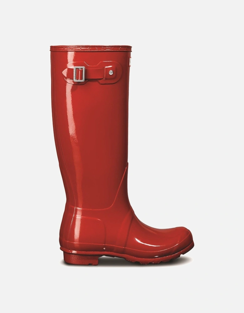 Women's Original Tall Gloss Wellington Boots in Military Red