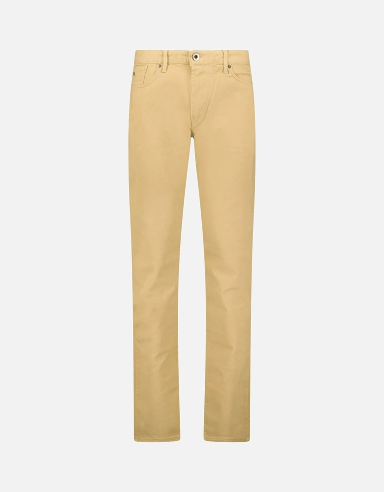 J06 Slim Fit 5 Pocket Silver Eagle Belt Patch Jeans Beige