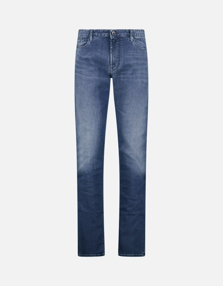 J06 Slim Fit 5 Pocket Silver Eagle Belt Patch Jeans Blue