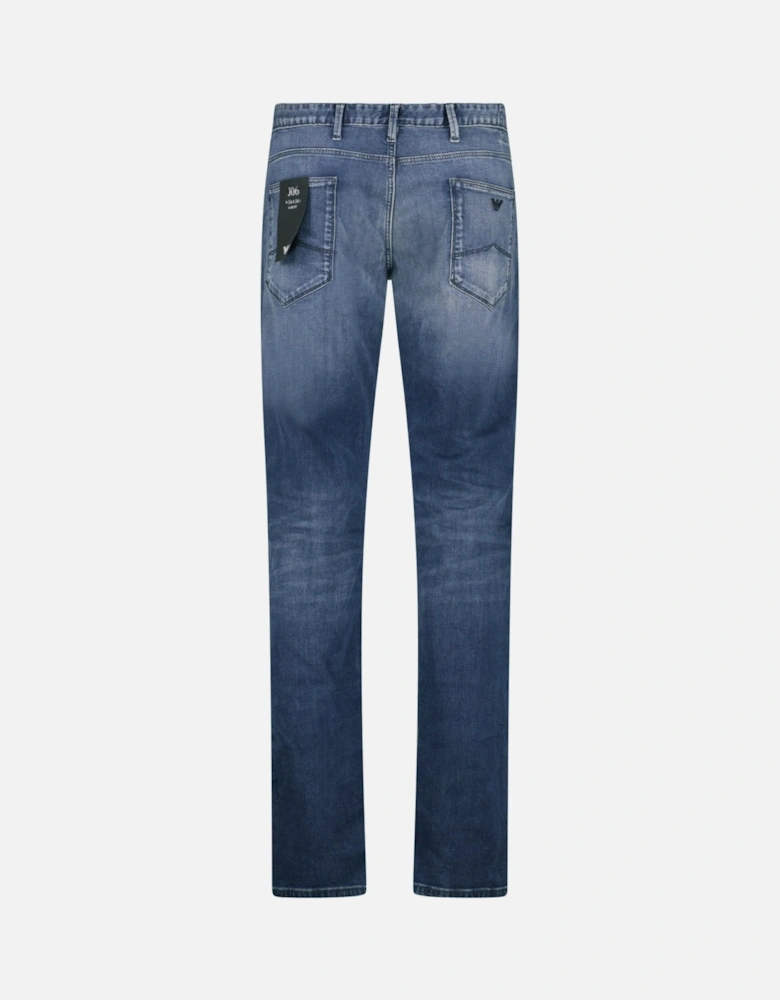 J06 Slim Fit 5 Pocket Silver Eagle Belt Patch Jeans Blue