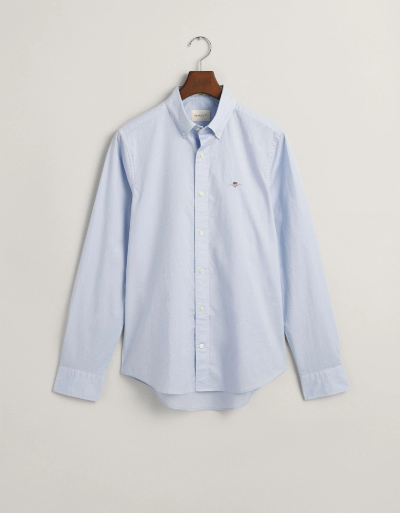 Mens Slim Fit Long Sleeve Poplin Shirt - 455 Light Blue