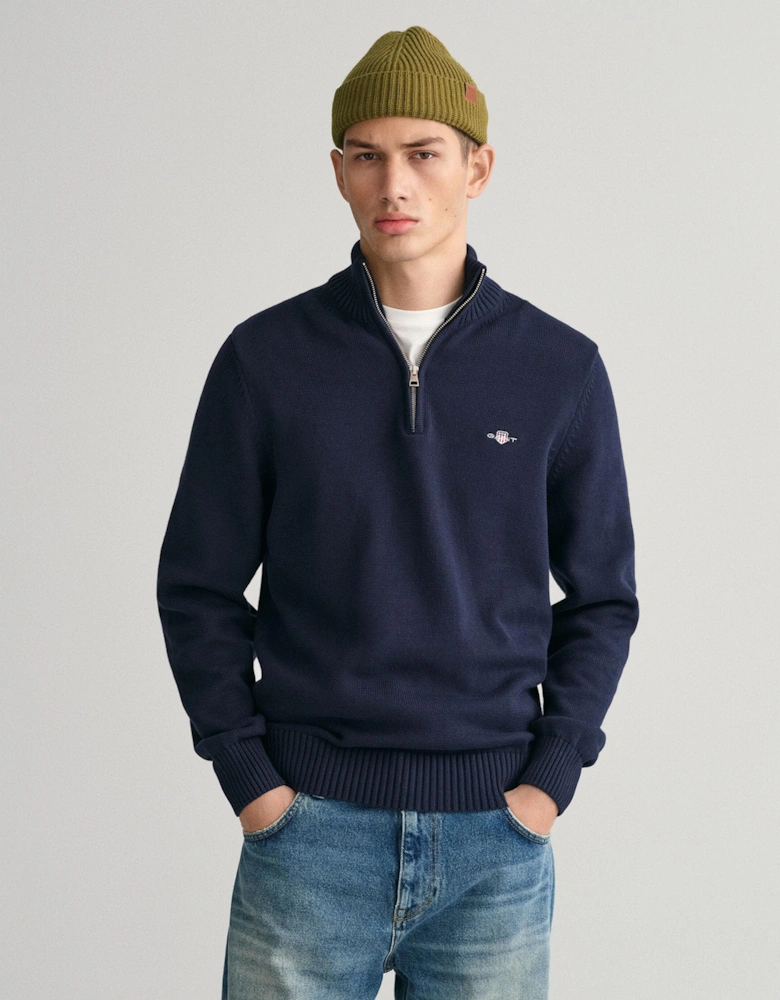 Mens Casual Cotton Half Zip Jumper - 433 Evening Blue