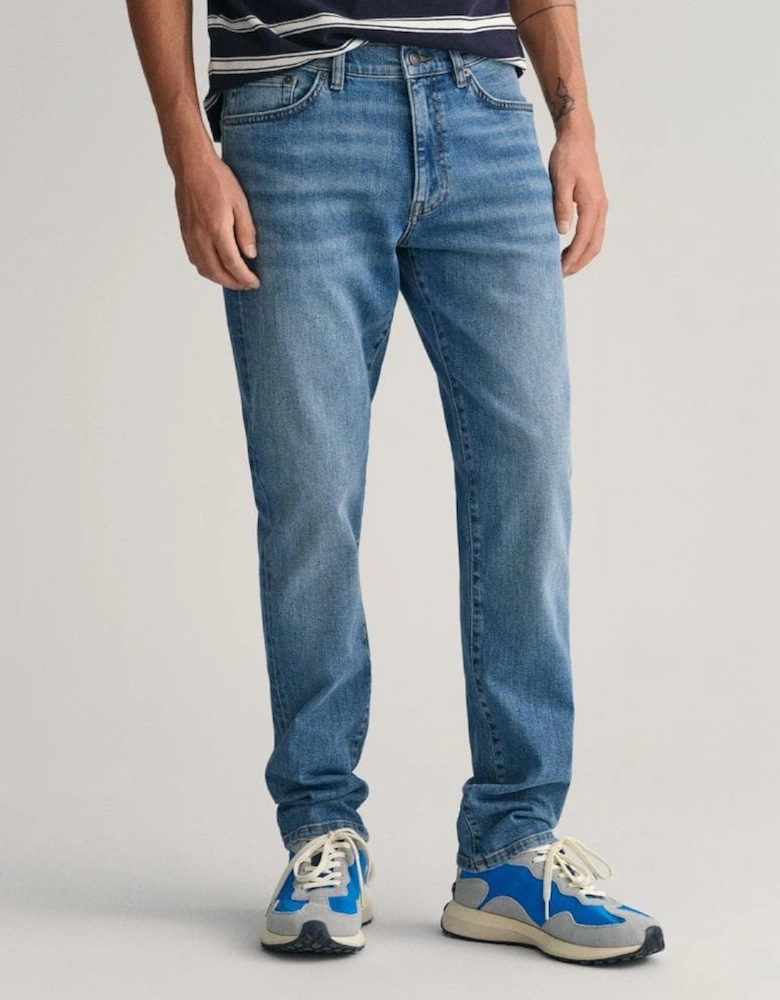 Mens Slim Fit Jeans - 971 Mid Blue Worn In