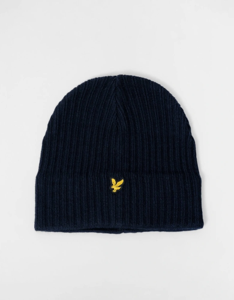 Lyle & Scott Knitted Ribbed Beanie - Z271 Dark Navy