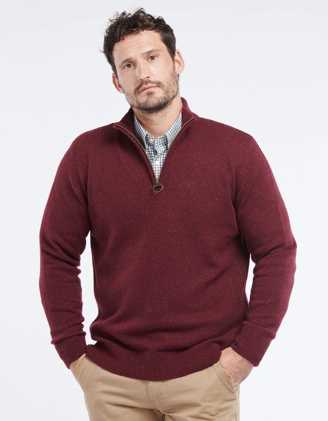 Tisbury Half Zip Mens Sweatshirt - Ruby, 8 of 7