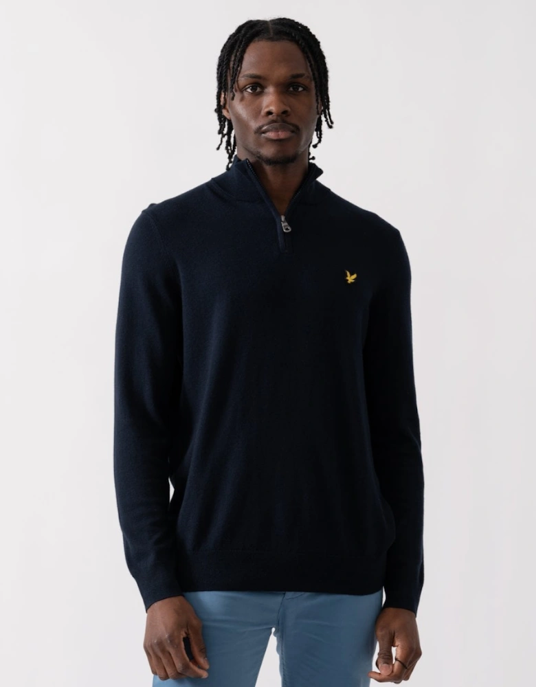 Lyle & Scott Cotton Merino Mens Quarter Zip Jumper - Z271 Dark Navy