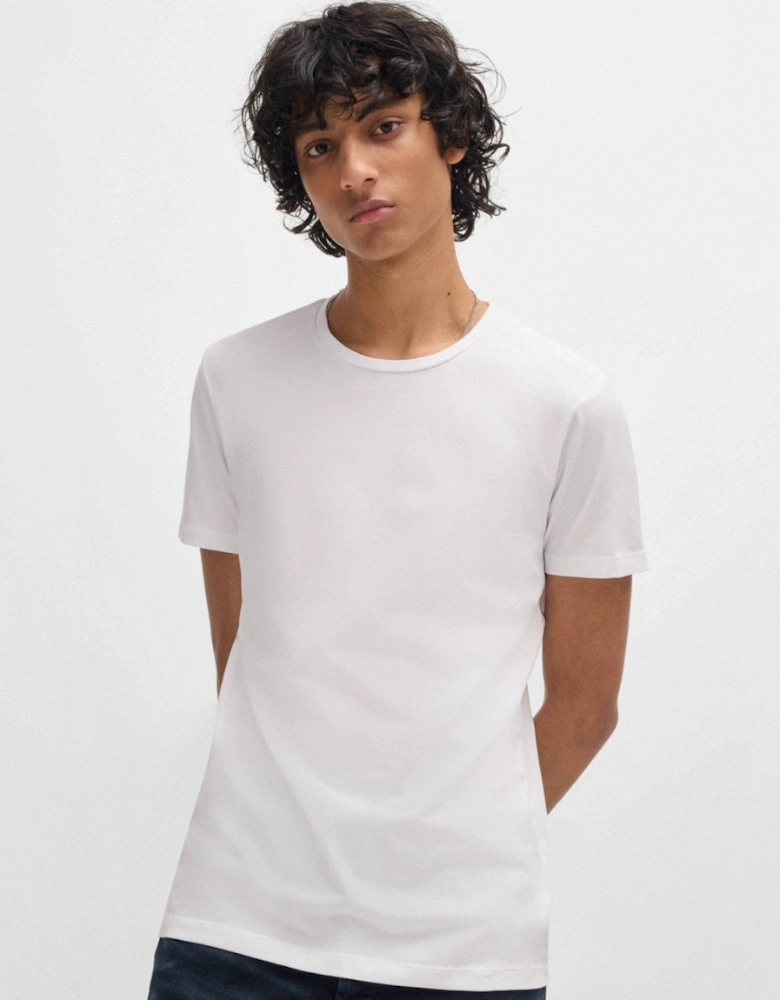 HUGO Round Mens Two-Pack of Slim-Fit T-Shirts in Stretch Cotton NOS - White/Black 960