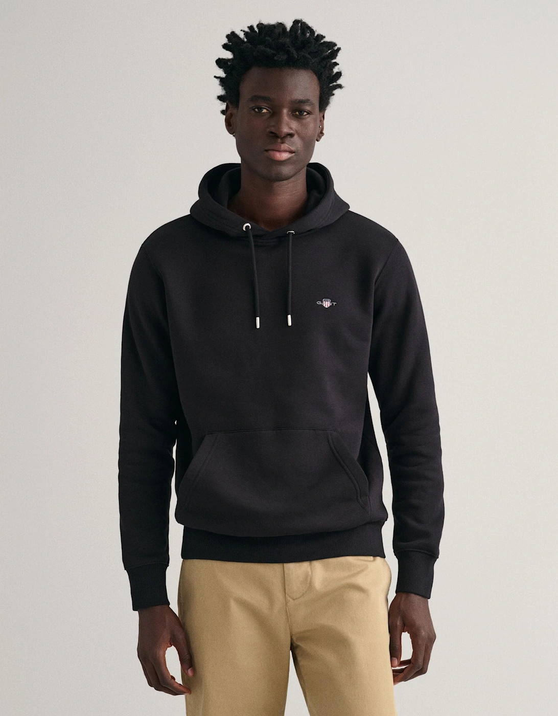 Mens Regular Fit Shield Logo Pullover Hoodie - 5 Black, 5 of 4