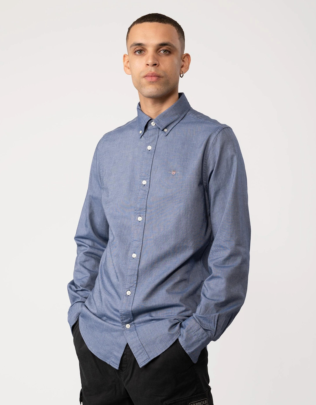 Mens Slim Fit Long Sleeve Oxford Shirt - 423 Persian Blue, 6 of 5