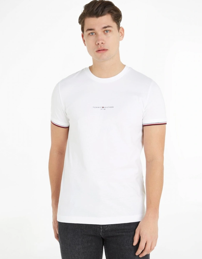 Tommy Logo Tipped Mens T-Shirt - White