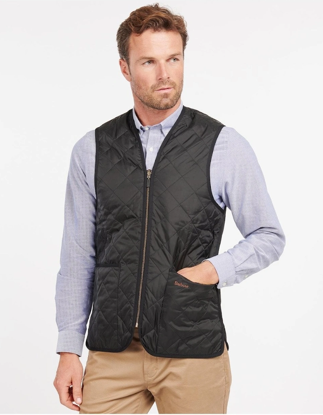 Quilted Mens Waistcoat/Zip-In Liner - Black/Modern, 8 of 7