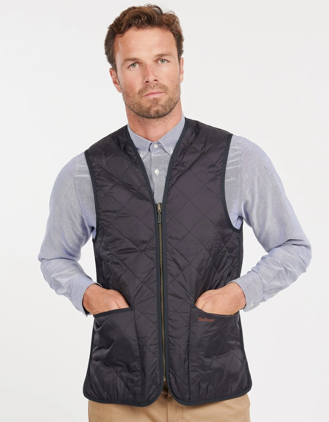 Quilted Mens Waistcoat/Zip-In Liner - Navy/Dress, 8 of 7