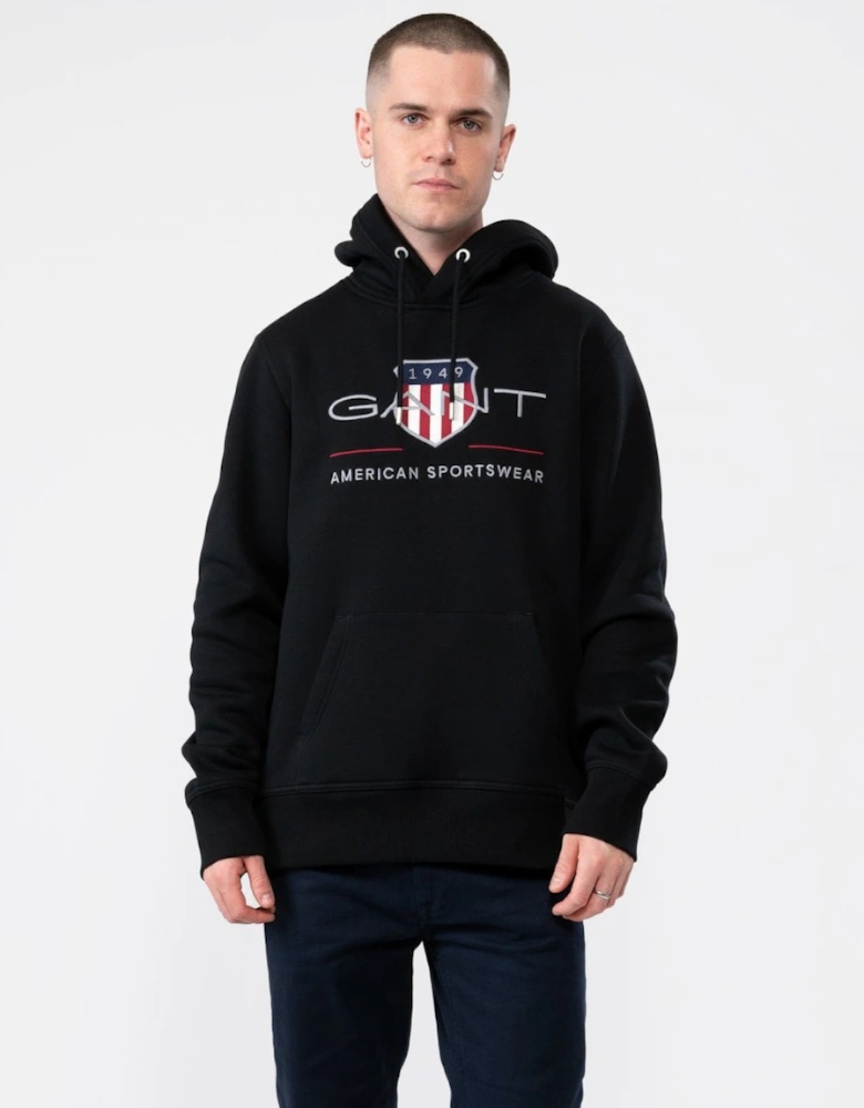 Mens Regular FIt Archive Shield Pullover Hoodie - 5 Black