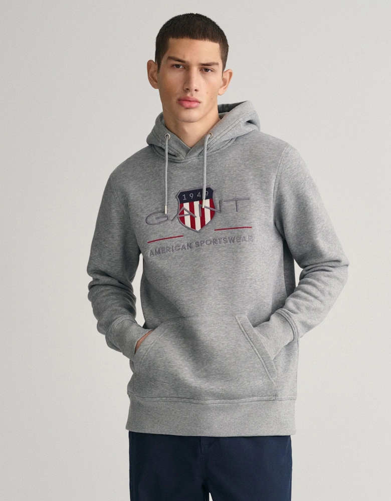 Mens Regular FIt Archive Shield Pullover Hoodie - 93 Grey Melange