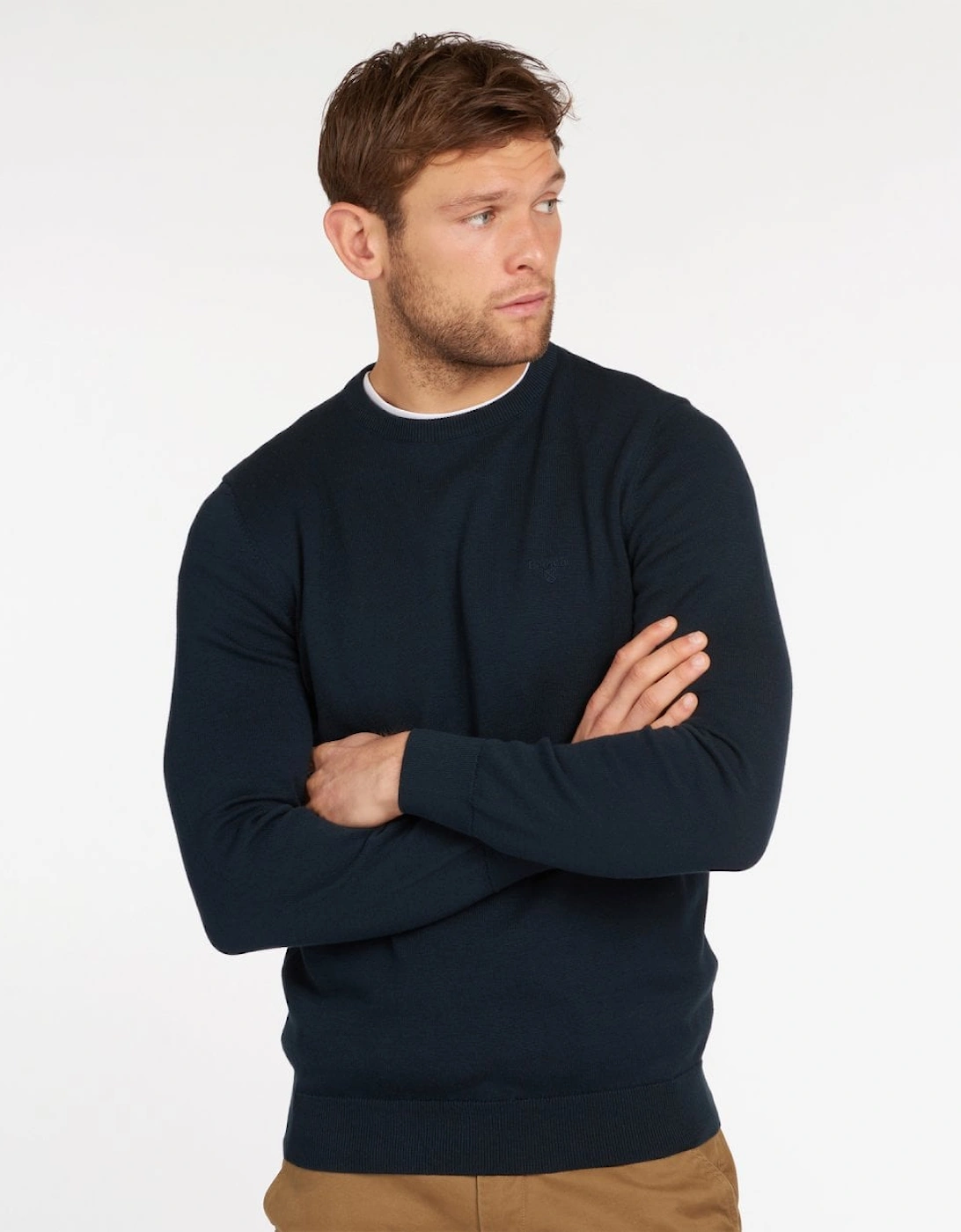 Pima Cotton Mens Crew Sweatshirt - Navy