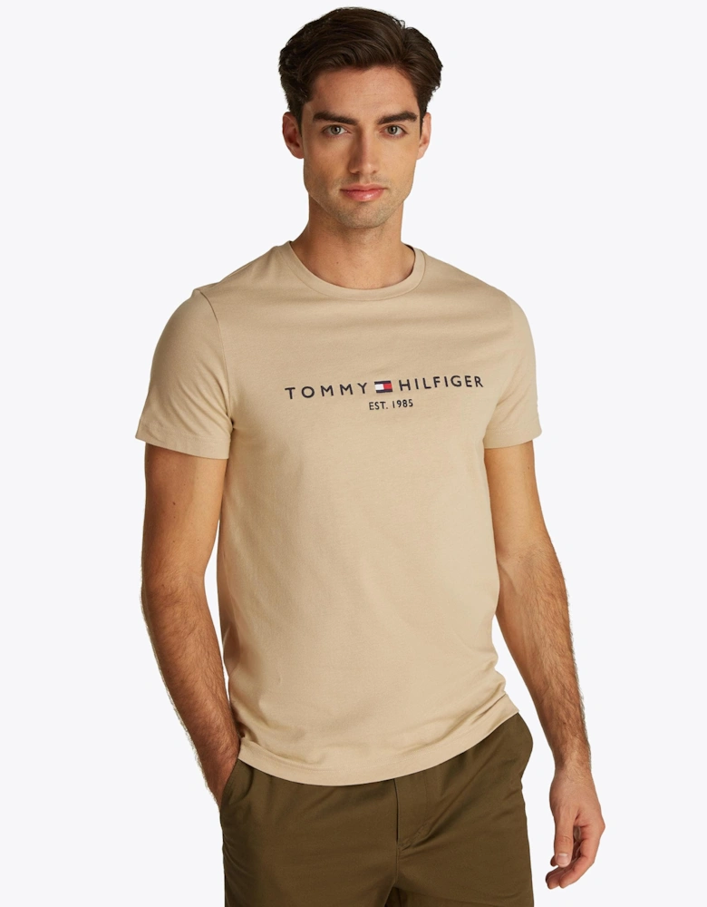 Tommy Logo Basic Mens T-Shirt - Sandalwood