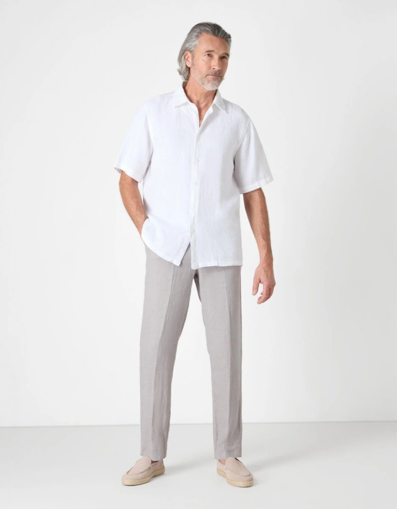 Somerton Mens Short Sleeve Linen Shirt - White