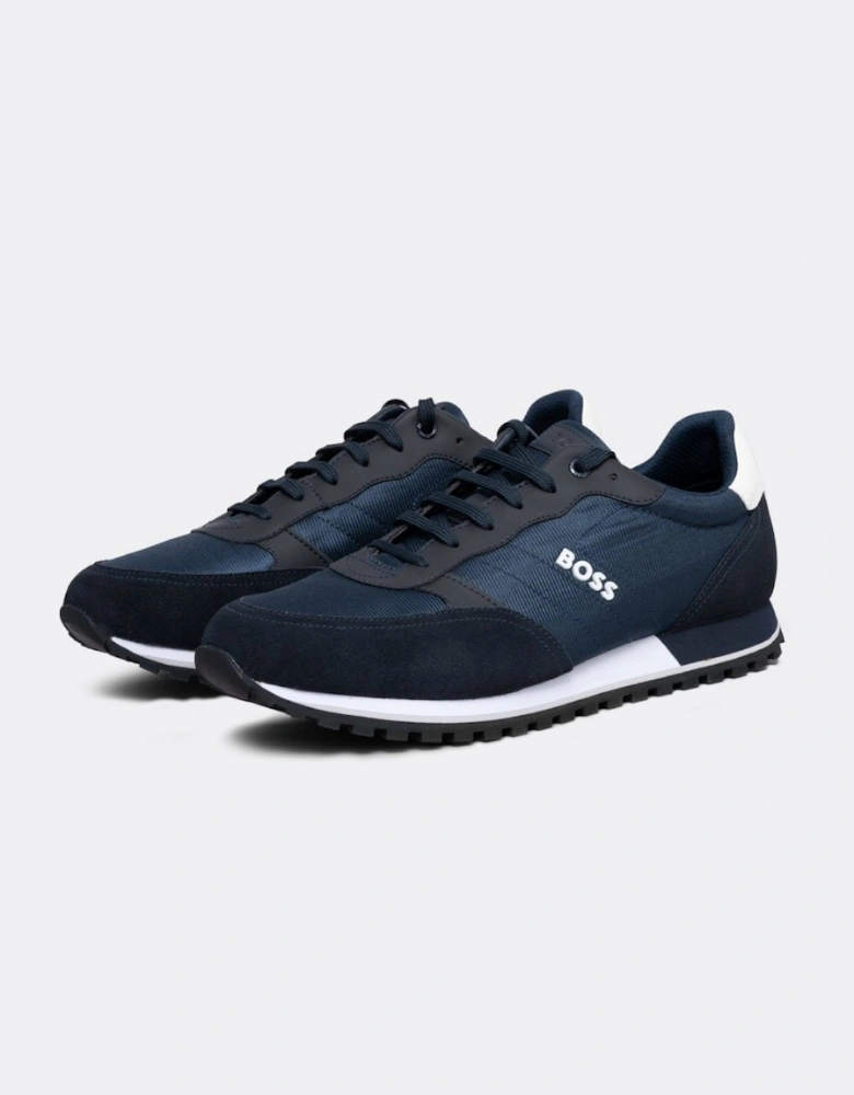 BOSS Orange Parkour L Mens Running Style Trainers In Mixed Materials With Logo Details NOS - Dark Blue 401