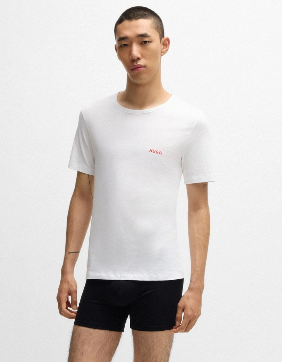 HUGO Mens  Three-Pack of Underwear T-Shirts in Cotton with Logos NOS - White 100, 6 of 5