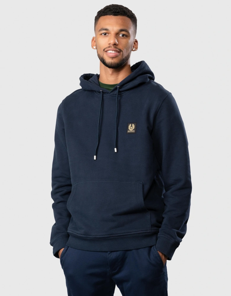 Mens Pullover Logo Patch Hoodie - Dark Ink