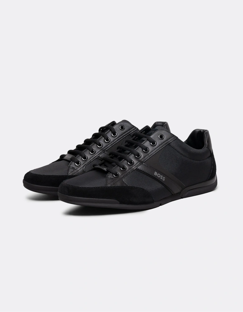 BOSS Orange Saturn Mens Low Profile Mixed Material Trainers With Suede and Faux Leather NOS - Black 001
