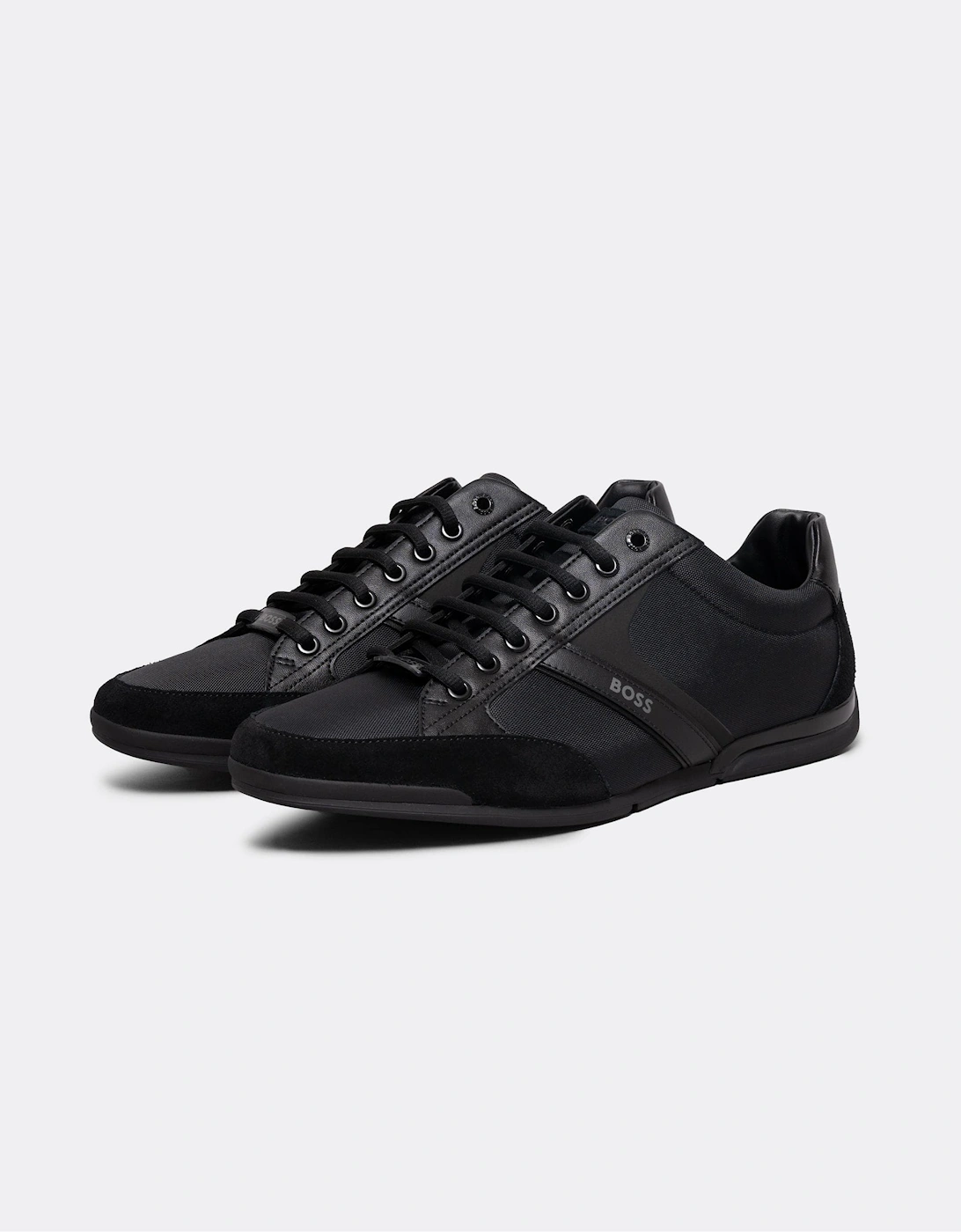 BOSS Orange Saturn Mens Low Profile Mixed Material Trainers With Suede and Faux Leather NOS - Black 001, 7 of 6