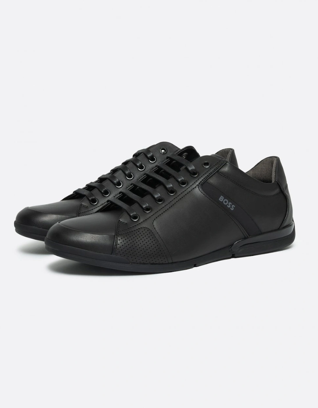BOSS Orange Saturn Mens Low Profile Leather Trainers With Odour-Control Lining NOS - Black 001, 6 of 5