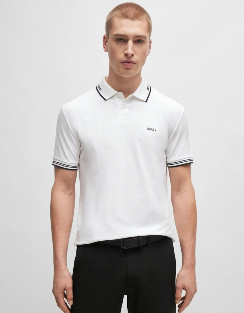 BOSS Green Paul Mens Short Sleeve Polo Shirt With Contrast Tipping NOS - White 100