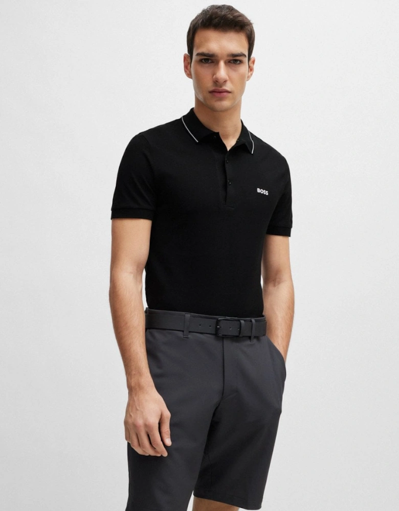 BOSS Green Paule 4 Mens Tipped Collar Polo Shirt NOS - Black 003