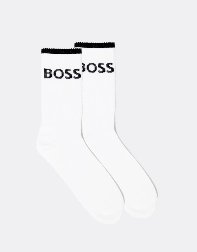 BOSS Orange 6 Pack Mens Stripe Combed Cotton Quarter Length Socks NOS - White 100
