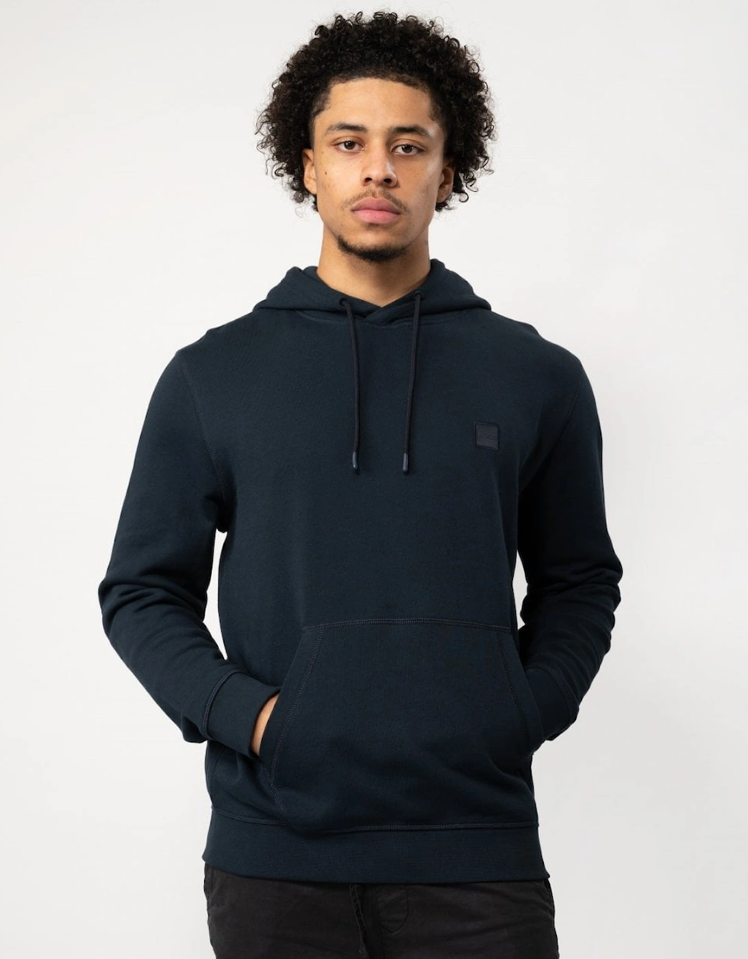 BOSS Orange Wetalk Mens Pullover Hoodie With Logo Patch NOS - Dark Blue 404, 5 of 4