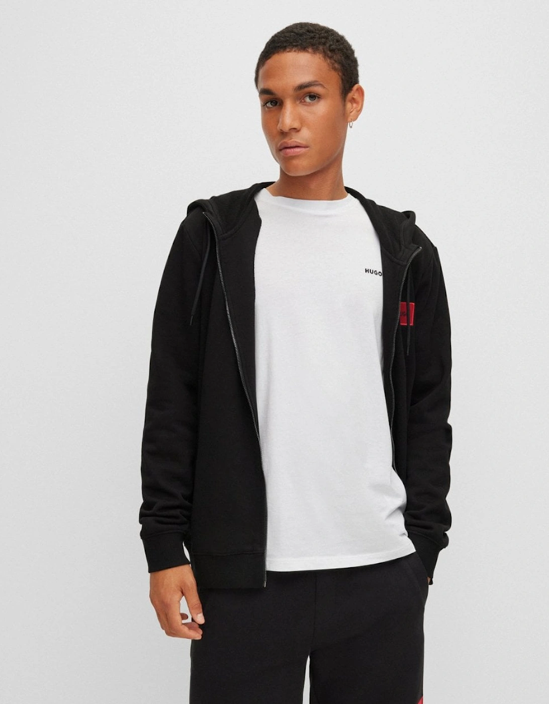 HUGO Daple212 Mens Zip Through Hoodie - Black 001, 5 of 4