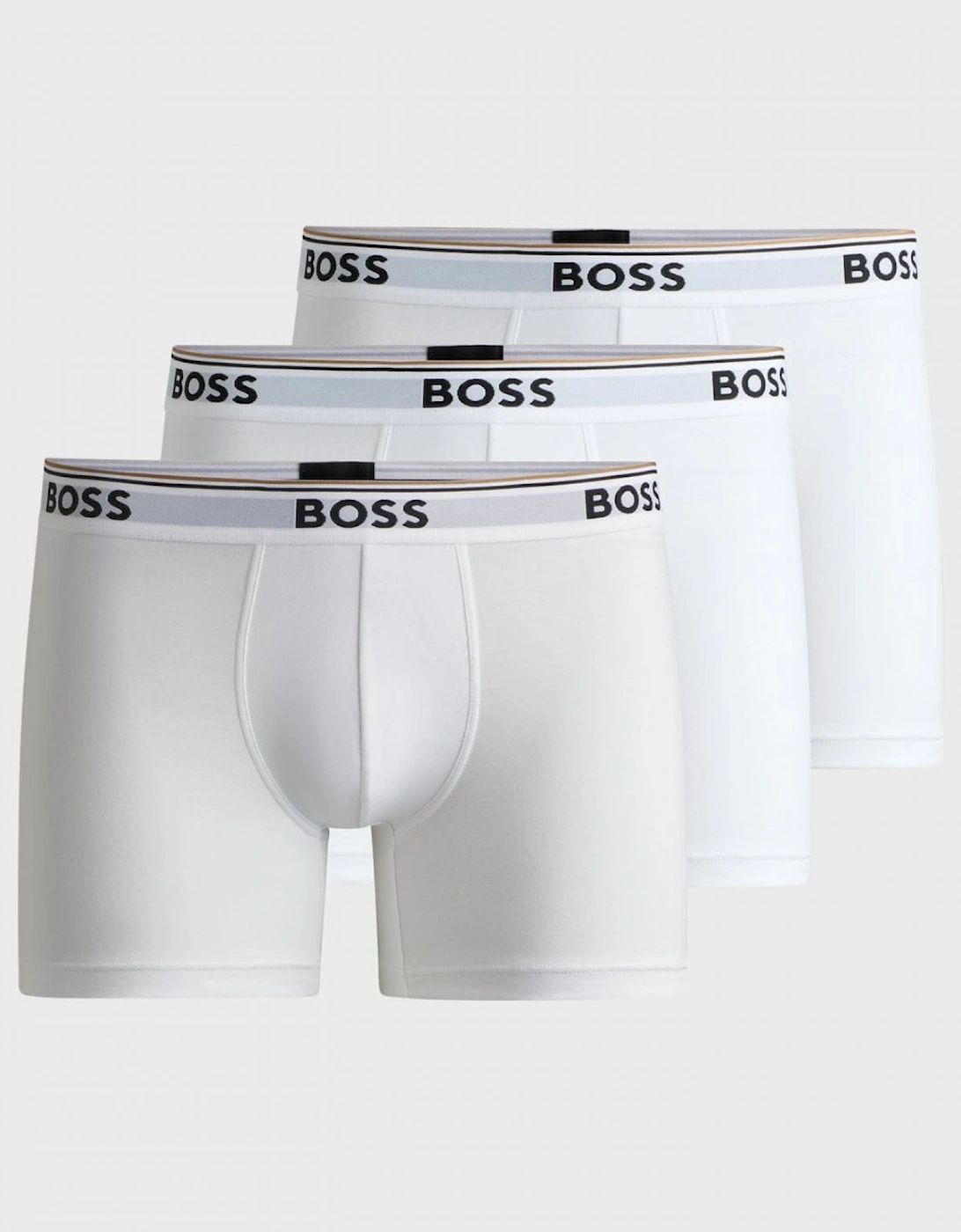 BOSS Orange Power Three Pack Mens Stretch Cotton Boxer Briefs With Logos NOS - White 100, 6 of 5