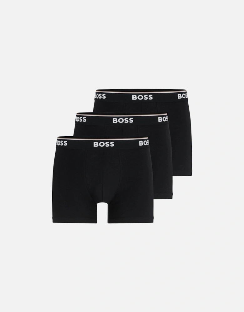 BOSS Orange Power Three Pack Mens Stretch Cotton Boxer Briefs With Logos NOS - Black 001