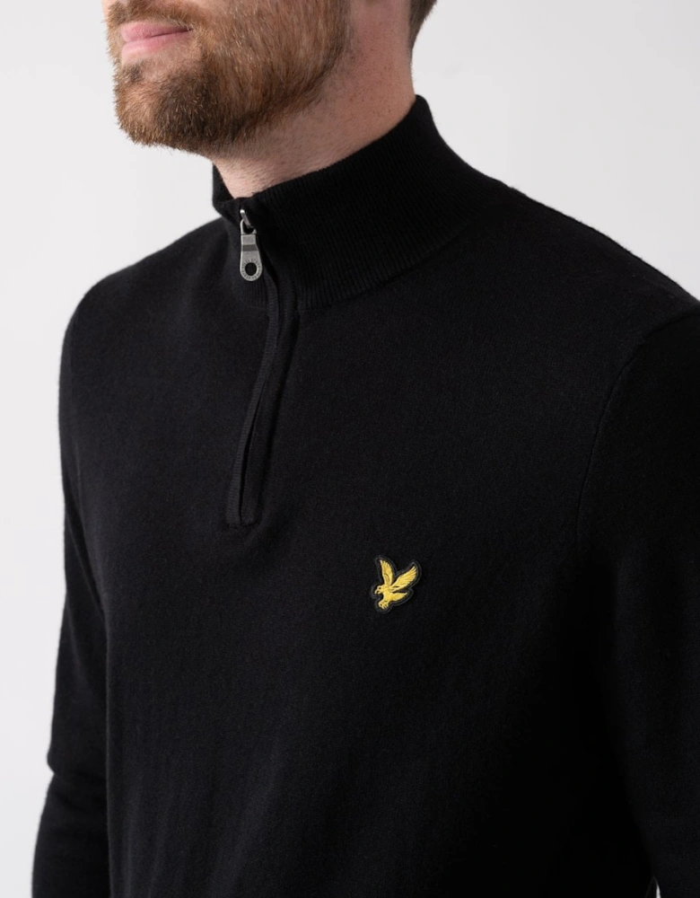 Lyle & Scott Cotton Merino Mens Quarter Zip Jumper - Z865 Jet Black