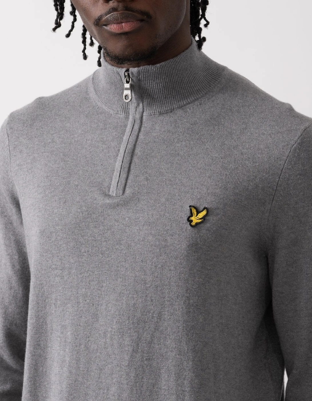 Lyle & Scott Cotton Merino Mens Quarter Zip Jumper - T28 Mid Grey Marl