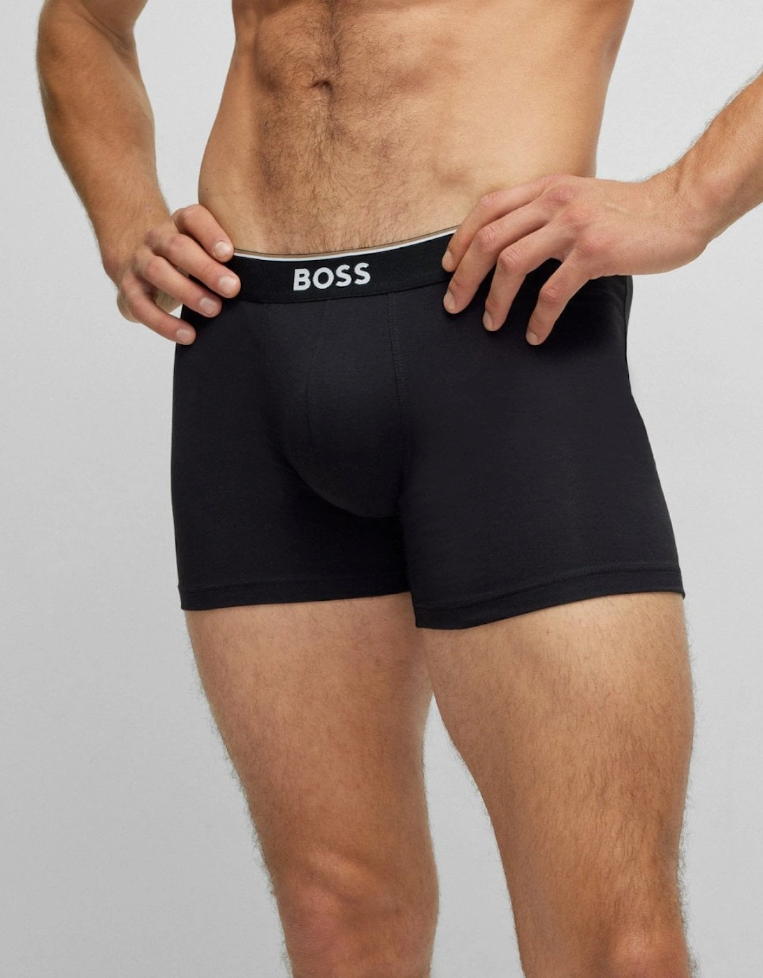 BOSS Orange Power Three Pack Mens Stretch Cotton Boxer Briefs With Logos NOS - Black 001